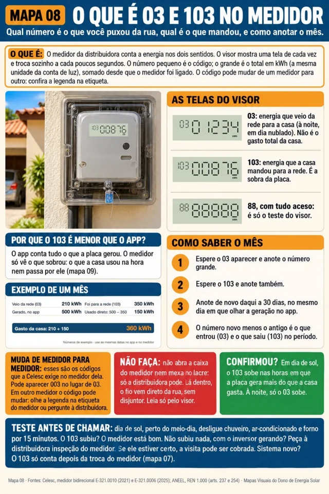 Mapa 08: O que é 03 e 103 no medidor